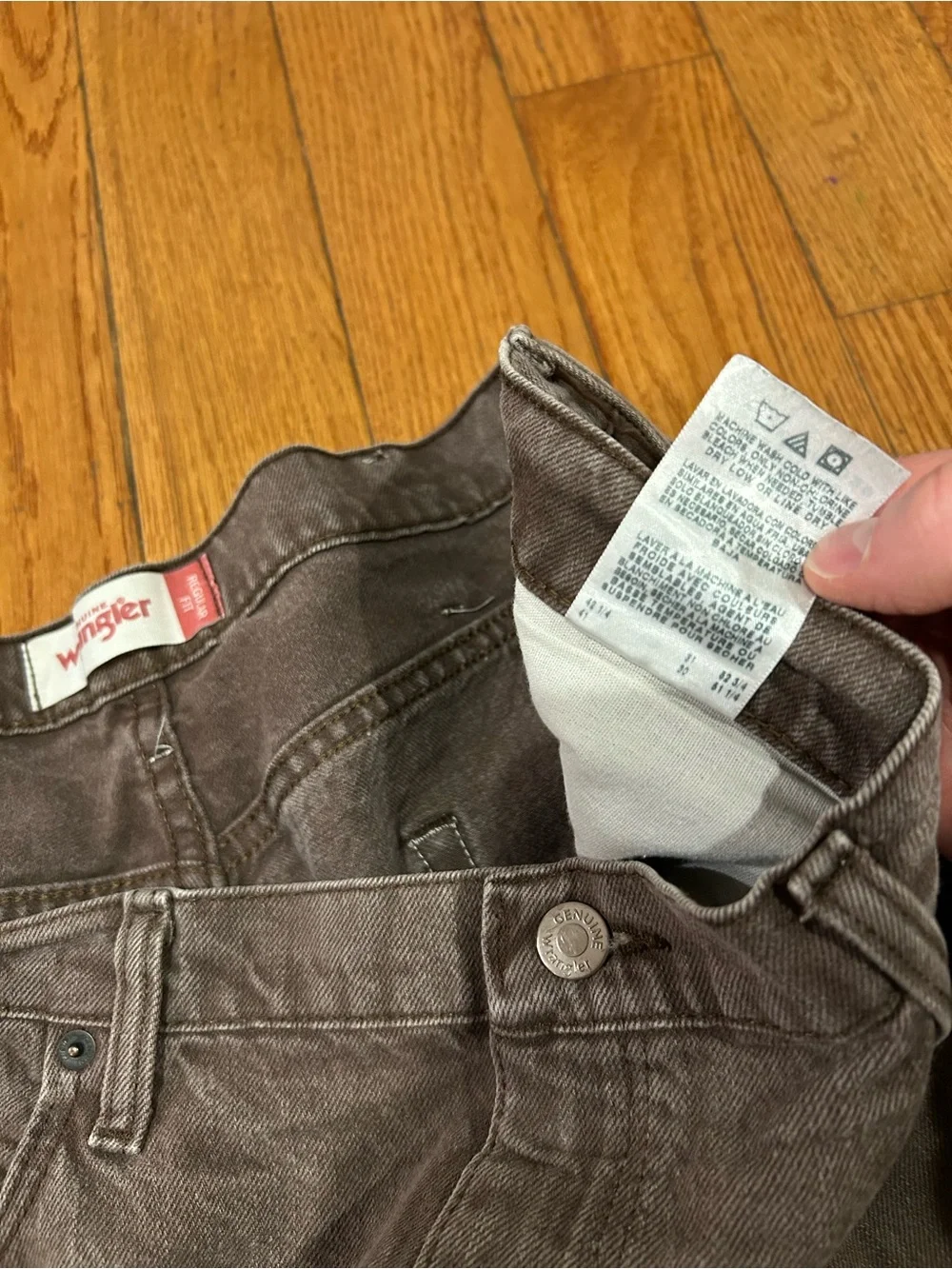 Wrangler Genuine Regular Fit Jeans Mens 40x30 Brown Denim Gray Faded Work Pants